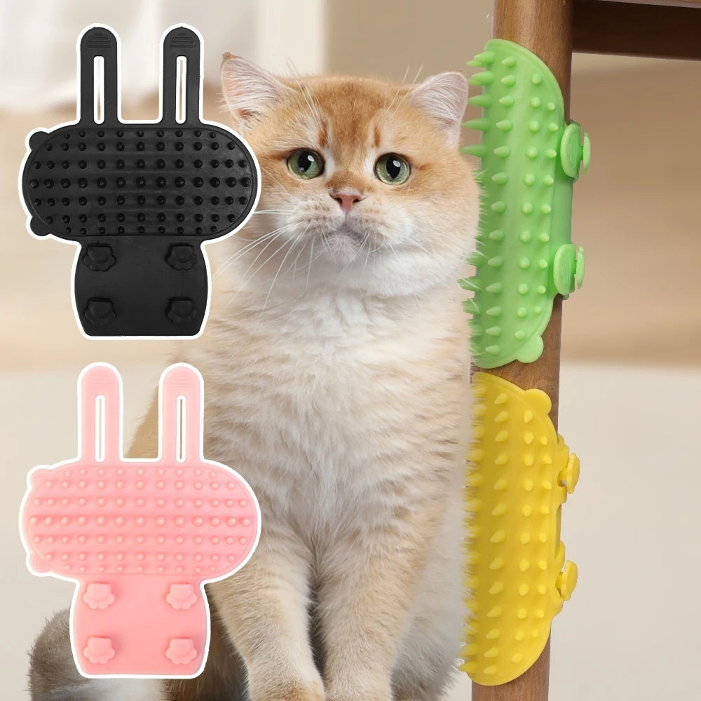 Self-Cleaning Cat Grooming Brush | Wall-Mounted Corner Scratcher & Massage Comb for Cats
